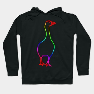 Rainbow Goose Minimal Line Drawing Hoodie